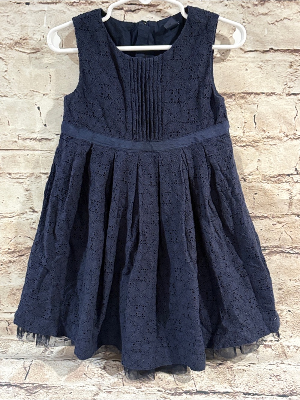 BabyGAP Navy Eyelet Pleated Bodice Party Dress